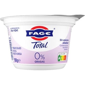 Total Yogur Griego Natural Desnatado 0% M.g. sin Azúcares Añadidos sin Azúcares Añadidos Envase 150 G Fage