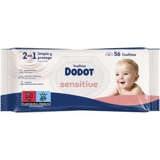 Toallitas Húmedas Infantiles Sensitive Limpia y Protege  Dodot 56 Unidades