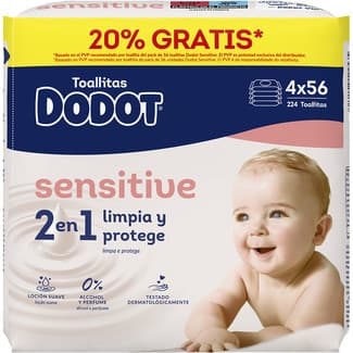Toallitas Infantiles Sensitive sin Perfume Pack 4 X 54 Unidades  Dodot 216 Unidades