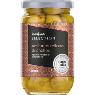 Aceituna Manzanilla Rellenas de Anchoa IGP de Sevilla  el Corte Ingles Selection 150 G