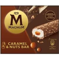 Helado Barra de Vainilla con Caramel&nuts Magnum, Pack 4x64 Ml
