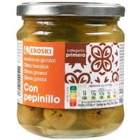 Aceitunas Gordal con Pepinillo Eroski, Frasco 180 G