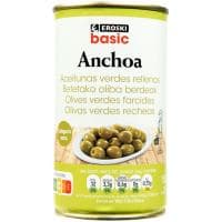 Aceitunas Rellenas de Anchoa Eroski Basic, Lata 150 G