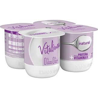 Yogur Natural Desnatado 0% M.g. 0% Azúcares Añadidos Pack 4 Danone Vitalinea