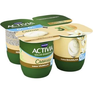 Bífidus Cremoso Sabor Vainilla Desnatado 0% M.g. 0% Azúcares Añadidos Pack 4 Danone Activia
