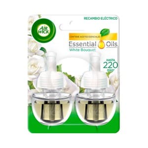 AIR Wick Ambientador Eléctrico Whiite Bouquet- Recambios AIR Wick Essential Oils 2 X 19 Ml. 2 UD