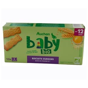 Producto Alcampo Galletas Ecolólogicas con Forma de Ositos en 10 Sobres de 2 Uds, a Partir de 12 Meses 150 G