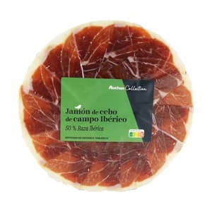 Alcampo Gourmet Jamón de Cebo de Campo Ibérico (50% Raza Ibérica), Cortado en Tapas Alcampo Gourmet 100g. 100 G