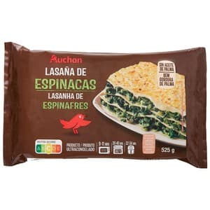 Auchan Lasaña Ultracongelada, Rellena de Vegetales 525 G. Producto Alcampo