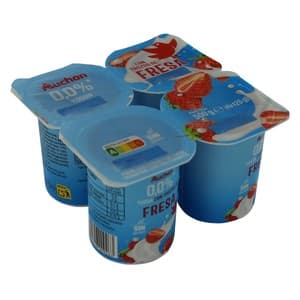 Auchan Yogur Desnatado sin Azúcares Añadidos con Trozos de Fresa 4 X 125 G Producto Alcampo. 500 G