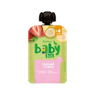 Producto Alcampo Bio Bolsita (pouch) de Fruta Ecológica (plátano y Fresa), a Partir de 4 Meses 100 G.