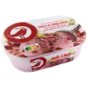 Auchan Tarrina de Helado de Fresa con Trocitos de Fresa 1 L Producto Alcampo. 1000 ML