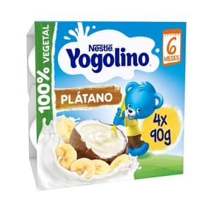 Yogolino Postre 100% Vegetal con Coco y Plátano, Adapatado para Bebés a Partir de 6 Meses Yogolino de Nestlé 4 X 90 G. 360 G