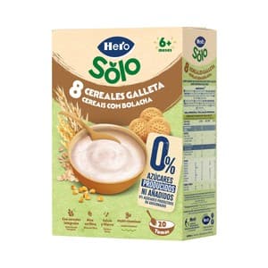 Hero Solo Papilla de 8 Cereales y Galleta a Partir de 6 Meses 340 G.
