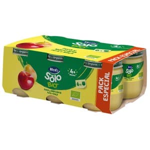 Hero Solo Bio Tarritos de Fruta (pera y Manzana) Ecológica, a Partir de 4 Meses 6 X 120 G 720 G