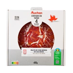 Alcampo Cultivamos LO Bueno Paleta de Cebo Ibérica (50% Raza Ibérica) Cortada en Tapas 4 Sobres de 100 G. 400 G