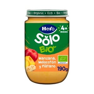 Hero Solo Bio Tarrito de Fruta (manzana, Melocotón y Plátano), Ecológicas a Partir de 4 Meses 190 G