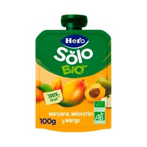 Hero Solo Bio Bolsita de Manzana, Melocotón y Mango Ecológicos, a Partir de 6 Meses 100 G.
