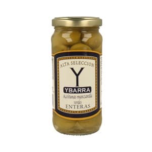 Ybarra Aceitunas Verdes Manzanilla Enteras con Hueso Ybarra Frasco de 120 G.