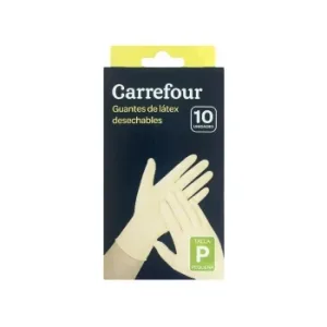 10 Guantes Desechables de Látex Carrefour  P - Blanco