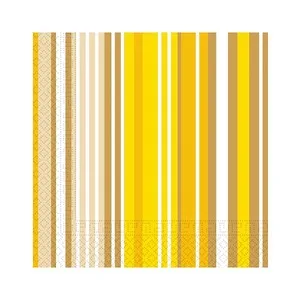 20 Servilletas Macadamia de Rayas de Colores Amarillos, 33x33cm. 20 UD