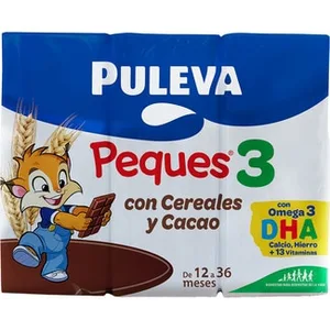 3 Preparado Lácteo con Cereales y Cacao sin Aceite de Palma de 12 a 36 Meses Pack 3x200ml Puleva Peques 200 ML