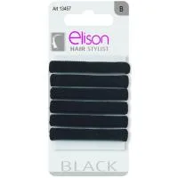 6 Elasticos Medianos Clásicos Negro Elison, Pack 1 Ud.
