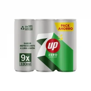 7up Zero de Lima-limón sin Azúcar Pack 9 Latas 33 Cl.