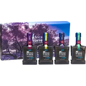 Aceite de Oliva Virgen Extra Arbequina Hojiblanca Cornicabra y Picudo Estuche 4  Finca la Torre 250 ML