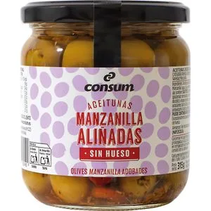 Aceituna Manzanilla sin Hueso Aliñadas 165 Gr