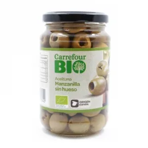 Aceituna Manzanilla sin Hueso Ecológica Carrefour Bio 160 G.