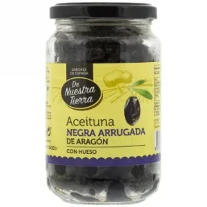 Aceituna Negra Arrugada de Aragón con Hueso de Nuestra Tierra 220 G.