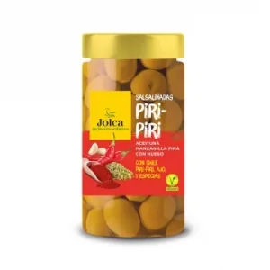 Aceitunas Manzanilla Salsaliñadas Piri Piri Jolca sin Gluten 240 G.