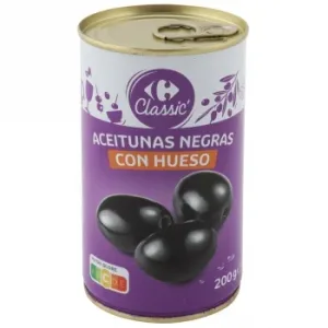 Aceitunas Negras Cacereñas con Hueso Classic Carrefour 200 G.