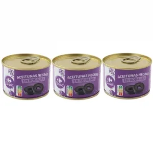 Aceitunas Negras en Rodajas Carrefour Pack 3 Unidades de 50 G.