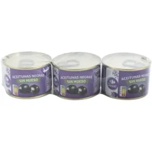 Aceitunas Negras sin Hueso Classic Carrefour Pack de 3 Latas de 50 G.