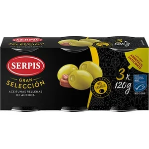 Aceitunas Rellenas de Anchoa Pack 3  Serpis Gran Seleccion 50 G