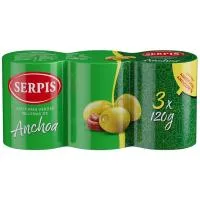 Aceitunas Rellenas de Anchoa el Serpis, Pack 3x120 G