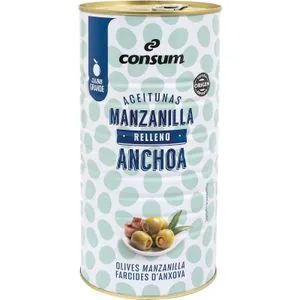 Aceitunas Rellenas de Anchoas Lata 600 Gr