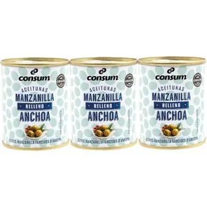 Aceitunas Rellenas de Anchoas Pack de 3 3 X 50 Gr