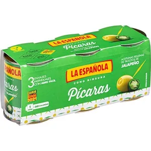 Aceitunas Rellenas de Trocitos de Jalapeño Pícaras Pack 3  la Española 50 G