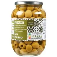 Aceitunas Verdes con Hueso Eroski Basic, Pack 3x100 G