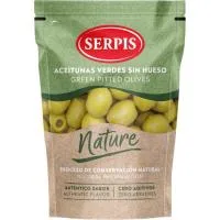 Aceitunas Verdes Manzanilla sin Hueso Serpis Nature, Bolsa 75 G