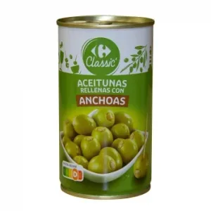 Aceitunas Verdes Rellenas de Anchoa Classic Carrefour 150 G.