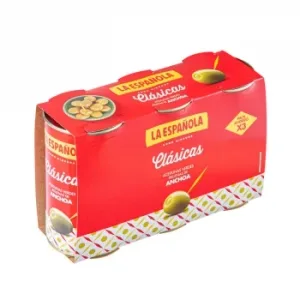 Aceitunas Verdes Rellenas de Anchoa la Española sin Gluten Pack de 3 Latas de 150 G.