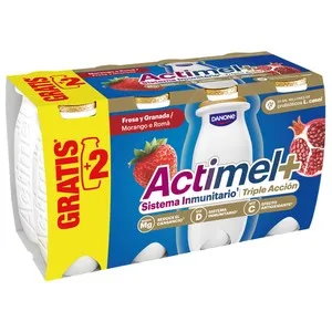 Actimel + de Danone Leche Fermentada con Lcasei y Sabor a Fresa y Granada  6 X 94 Ml. 564 ML