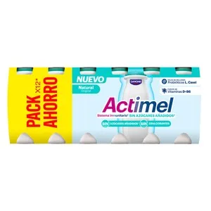 Actimel de Danone Leche Fermentada con Lcasei y Sabor Natural sin Azucares Añadidos 12 X 100 G.  1200 G