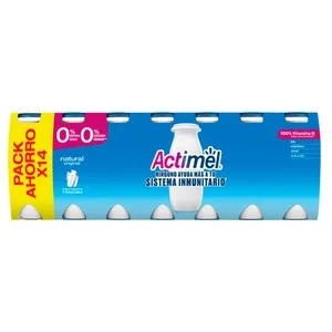 Actimel Leche Fermentada con Lcasei, 0% Materia Grasa y Sabor Natural de Danone 14 X 100 G. 1400 G