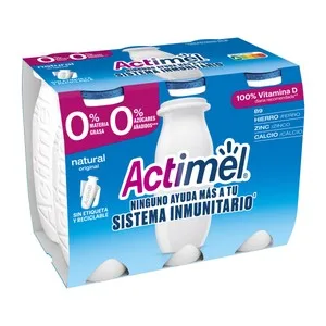 Actimel Leche Fermentada con Lcasei, 0% Materia Grasa y Sabor Natural de Danone 6 X 100 G. 600 G