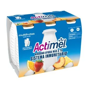 Actimel Leche Fermentada con Lcasei y Multifrutas (tuti Frutti) de Danone 6 X 100 G. 600 G